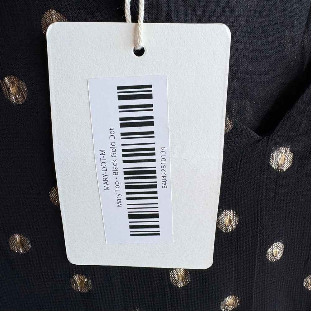 NWT Marea by Liz Joy Mary Top in Black Gold Dot M - Picture 6 of 7